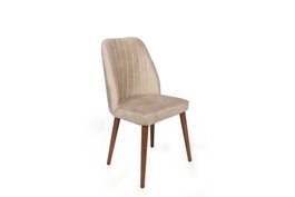Hanah Home Alfa-464 V2 Juego de Sillas de Terciopelo Crema y Nogal con Patas de Madera de Haya, 50x90x49 cm